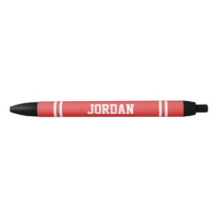 Stylo Noir Jersey de football rouge avec nom personnalisé