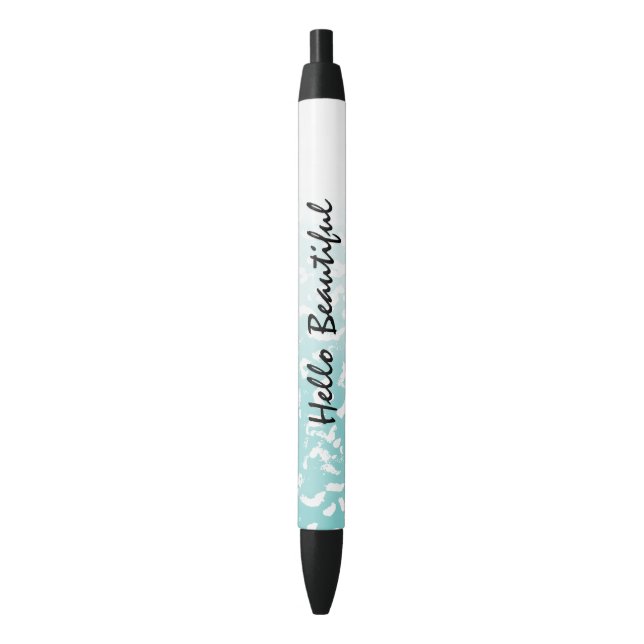 Stylo Noir Joli Aqua White Ombre Poster de animal (devant Vertical)