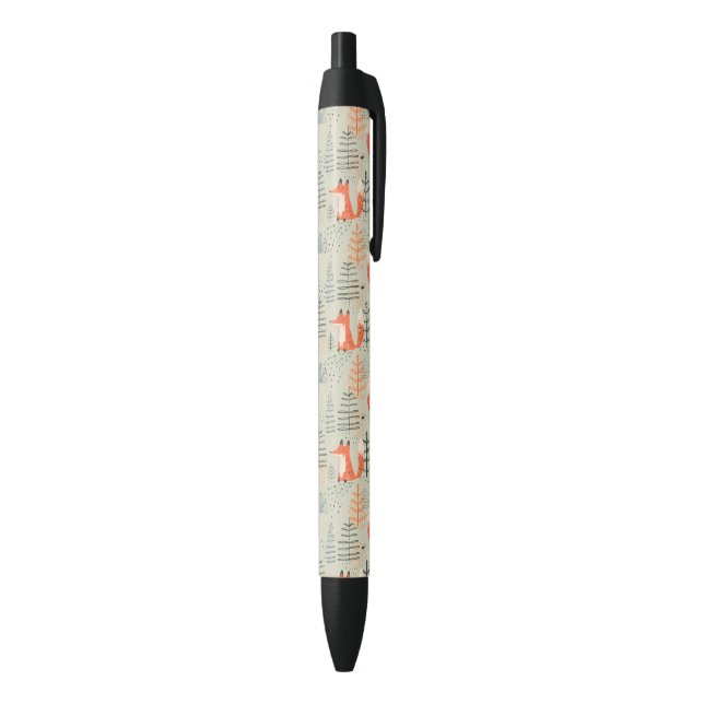 Stylo Noir Joli Doodle Fox Forest Motif de bois (Bas (Vertical))