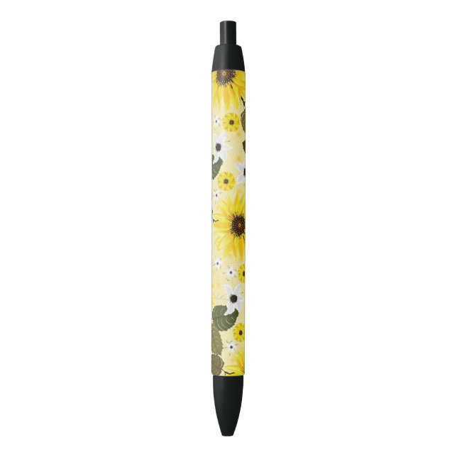 Stylo Noir Joli Jardin de tournesol Jaune Floral (devant Vertical)