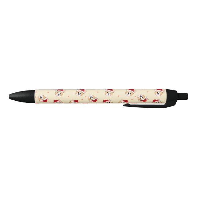 Stylo Noir Joli Noël Corgi Chien Motif | Vacances (Bas)