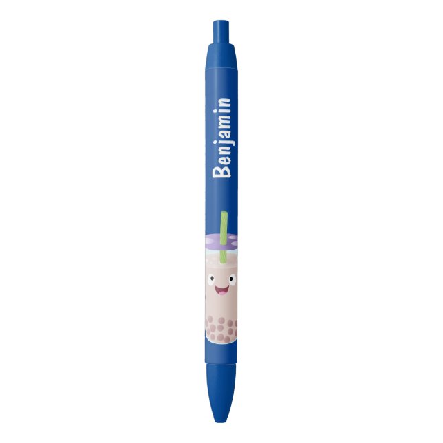 Stylo Noir Joli personnage de dessin animé boba thé bulle (devant Vertical)