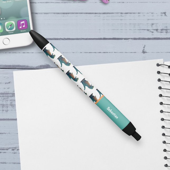 Stylo Noir Joli T-Rex Tyrannosaurus Rex Dinosaure Heureux (Créateur téléchargé)