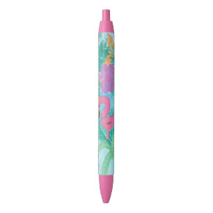 Stylo Noir Journal tropical de jungle de Flamant rose