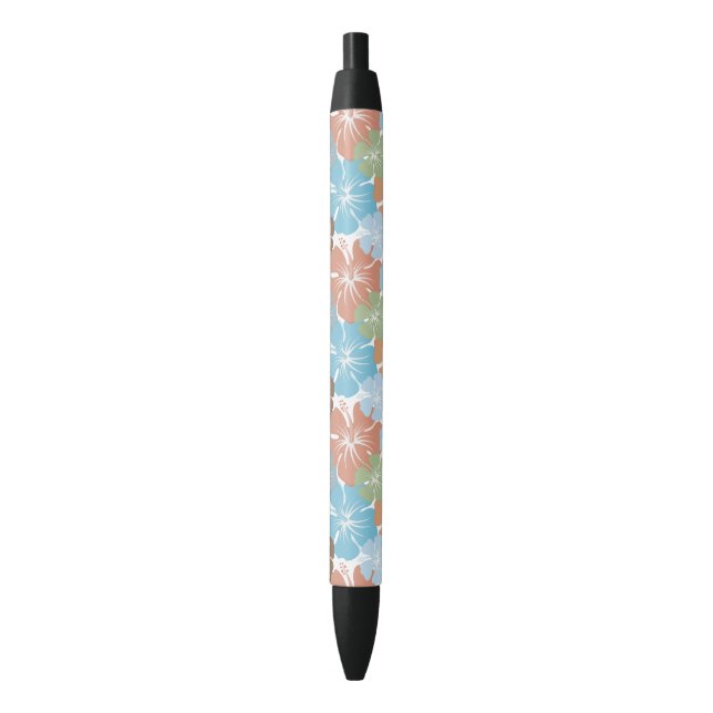 Stylo Noir Ketmie hawaïenne florale (devant Vertical)
