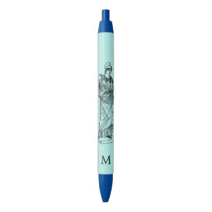 Stylo Noir La déesse grecque Athena & Monogram Pen