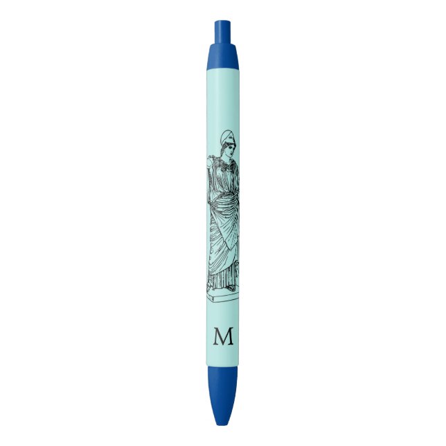 Stylo Noir La déesse grecque Athena & Monogram Pen (devant Vertical)