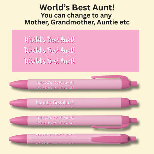 Stylo Noir La meilleure tante du monde ! - Peut modifier le t