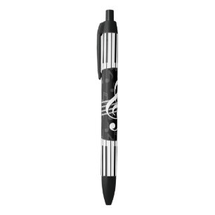 Stylo Noir La musique élégante note des clés de clef tripl