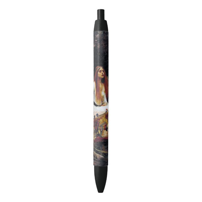 Stylo Noir Lady of Shallot sur le bateau JW Waterhouse Fine A (devant Vertical)