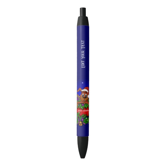 Stylo Noir Lapin de Noël (devant Vertical)