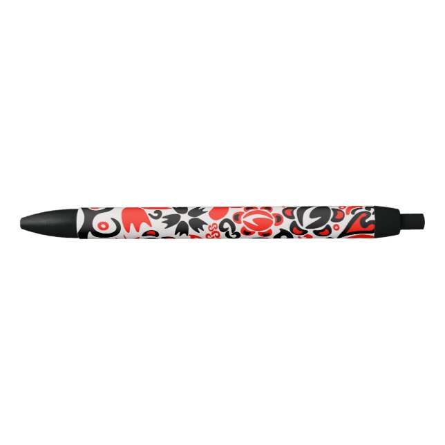 Stylo Noir L'art populaire ukrainien motif floral abstact (Devant)