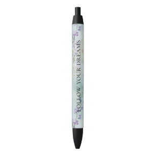 Stylo Noir Lavande romantique violette Florale