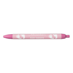 Stylo Noir Le baby shower personnalisé parque les pieds rose
