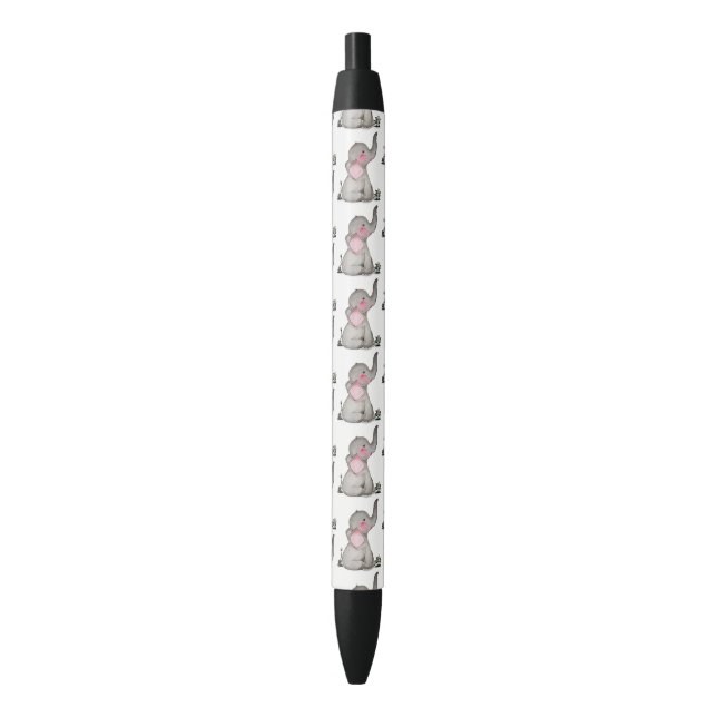 Stylo Noir L'éléphant mignon de bébé d'aquarelle avec (devant Vertical)