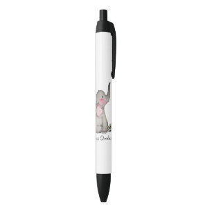 Stylo Noir L'éléphant mignon de bébé d'aquarelle avec