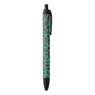 Stylo Noir Léopard Brown et Turquoise
