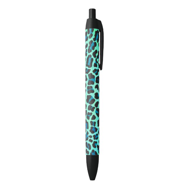 Stylo Noir Léopard noir et Turquoise (Bas (Vertical))
