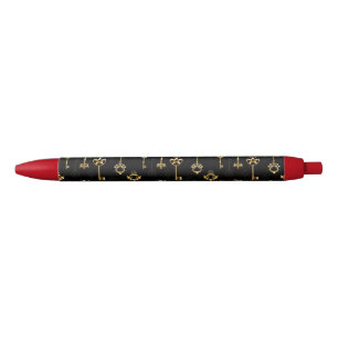 Stylo Noir Les Patters de Seamless avec Golden Keys