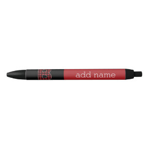 Stylo Noir Lettre monographique B - Noir rouge plaid de buffl