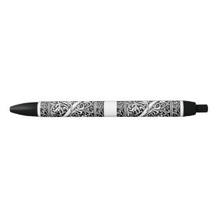 Stylo Noir Lettre Z Monogramme médiéval Art Nouveau