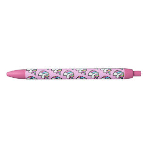 Stylo Noir Licorne rose