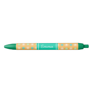 Stylo Noir Light Orange Boho Retro Pattern Pen