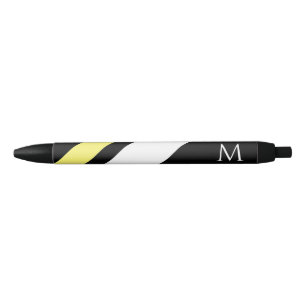 Stylo Noir Lignes diagonales initiales personnalisées en noir