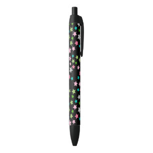Stylo Noir Lignes verticales géométriques arc-en-ciel rose ve