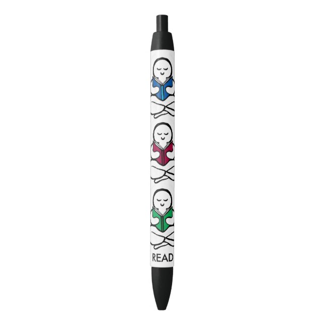 Stylo Noir LIRE les gens avec des livres (devant Vertical)