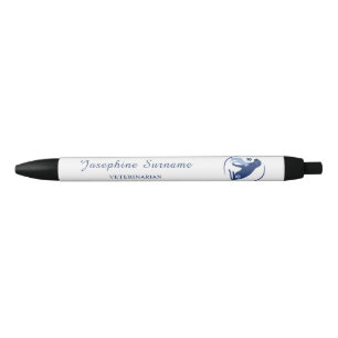 Stylo Noir Logo Chien Bleu et Chat Vétérinaire Personnalisé T