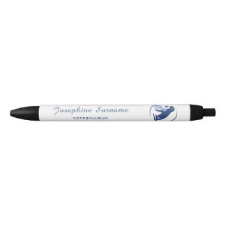 Stylo Noir Logo Chien Bleu et Chat Vétérinaire Personnalisé T
