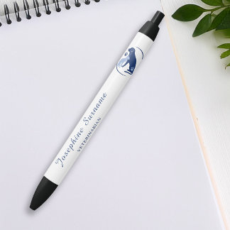 Stylo Noir Logo Chien Bleu et Chat Vétérinaire Personnalisé T