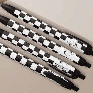 Stylo Noir Logo commercial blanc et noir Chèques de marque de