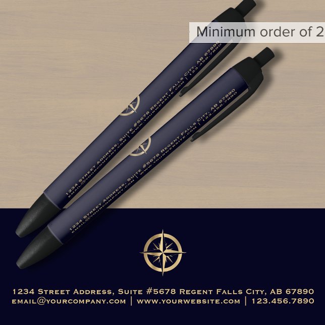 Stylo Noir Logo commercial Promo Marine Bleue (Créateur téléchargé)