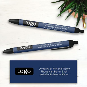 Stylo Noir Logo d'entreprise Office de base - 3 lignes Texte 