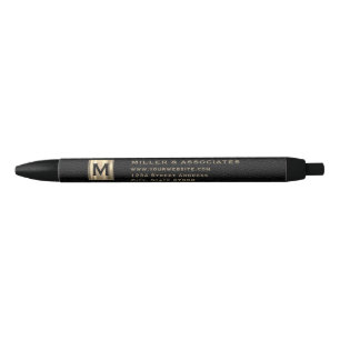 Stylo Noir Logo initial en or noir