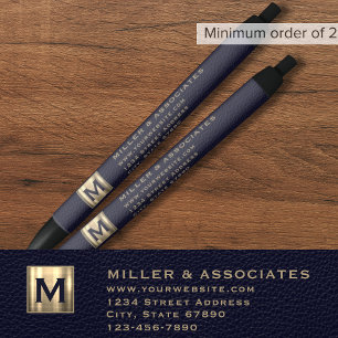 Stylo Noir Logo initial or bleu professionnel