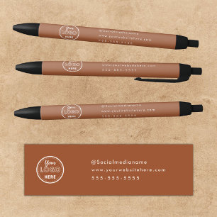 Stylo Noir Logo Minimaliste en Terracotta pour Marque Profess
