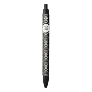 Stylo Noir Logo noir sur Art déco blanc