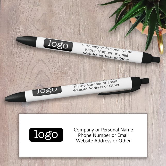 Stylo Noir Logo Office Business de base avec 3 lignes de text (Créateur téléchargé)
