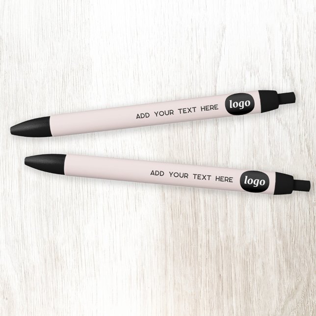 Stylo Noir Logo Simple Avec Entreprise Rose Vierge (Logo with custom text promotional business pens)