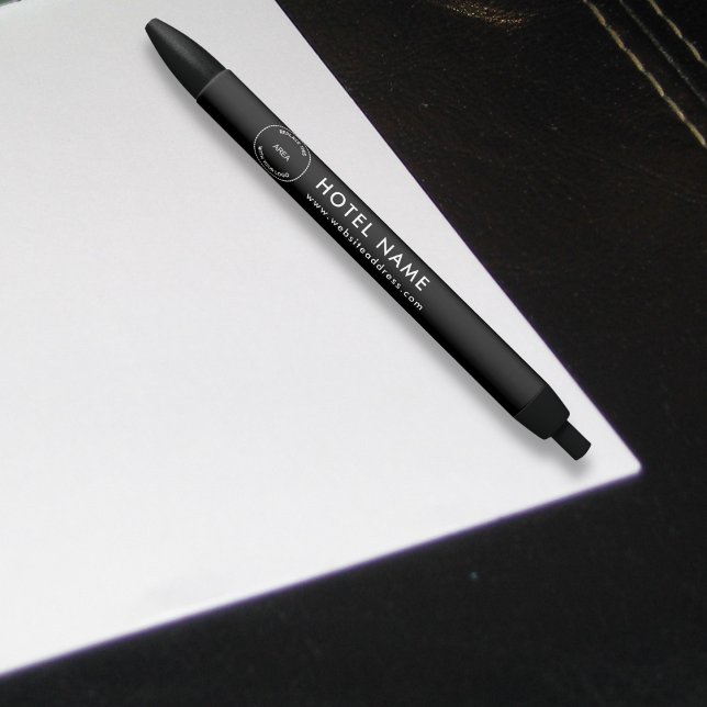 Stylo Noir Logo Simple Hotel Website Adresse Nom Noir (Créateur téléchargé)
