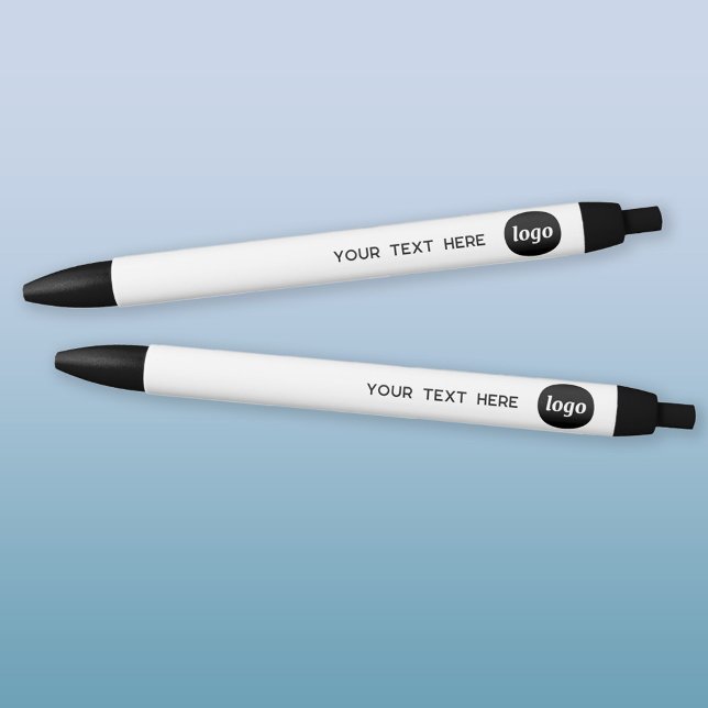 Stylo Noir Logo simple Texte commercial promotionnel (Logo and text custom business promotional pens)