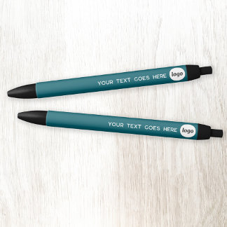 Stylo Noir Logo Texte Turquoise Green Business Branding Promo