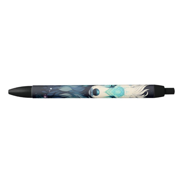 Stylo Noir Loup sauvage céleste lunaire (Devant)