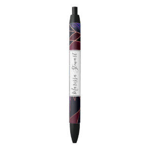 Stylo Noir Luxueux Rose en marbre blanc doré en marbre géom