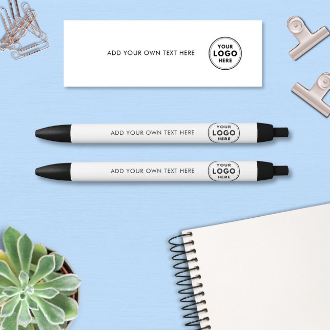 Stylo Noir Magasin commercial promotionnel logo simple (Simple white logo pens, perfect for small business, promotional merchandise or events.)