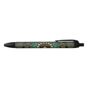 Stylo Noir Mandala, l'ornat de la florale verte