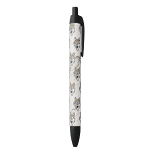 Stylo Noir Marbre Beige Et Loup Gris